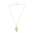 Cubic Zirconia & 18K Gold-Plated Hamsa Pendant Necklace For Discount