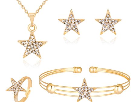 Cubic Zirconia & 18K Gold-Plated Star Pendant Necklace Set Online Sale