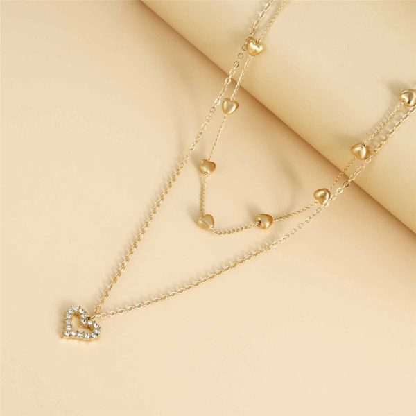 Cubic Zirconia & 18K Gold-Plated Heart Layered Pendant Necklace Supply