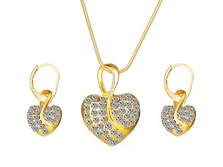 Cubic Zirconia & 18K Gold-Plated Heart Leverback Earrings Set Fashion