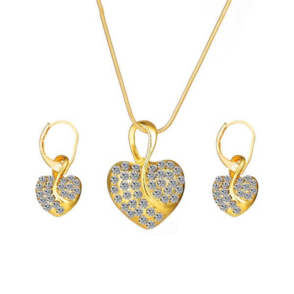 Cubic Zirconia & 18K Gold-Plated Heart Leverback Earrings Set Fashion