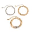 Cubic Zirconia & Two-Tone Curb Chain Bracelet Set Fashion