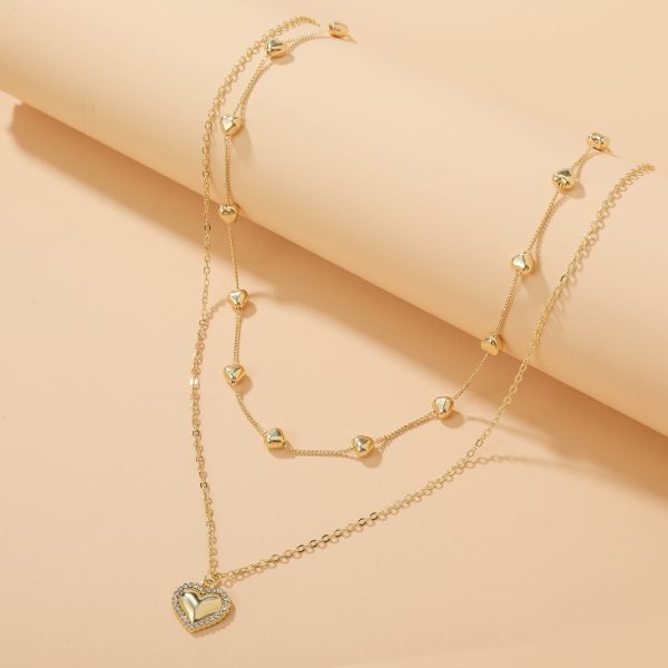 Cubic Zirconia & 18K Gold-Plated Heart Layered Necklace Hot on Sale