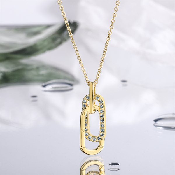 Cubic Zirconia & 18K Gold-Plated Interlocking Oval Pendant Necklace Online