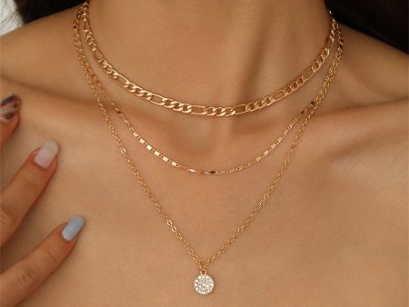 Cubic Zirconia & 18K Gold-Plated Layered Chain Necklace Set Supply