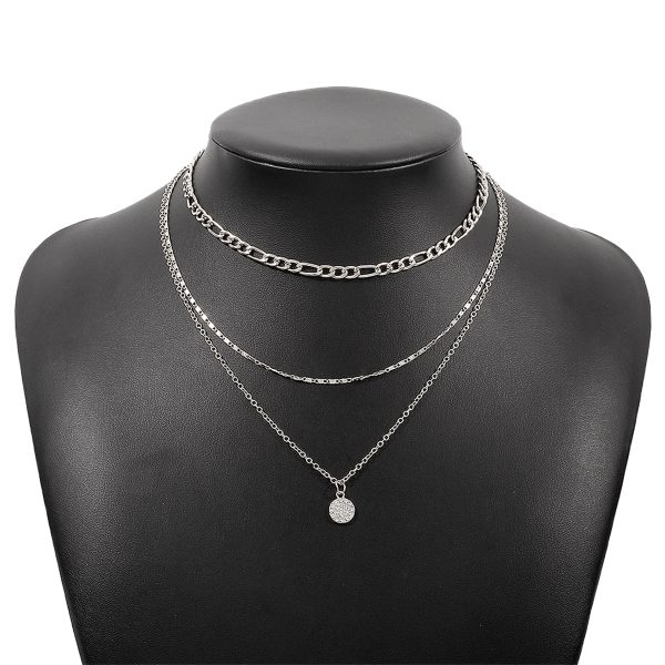 Cubic Zirconia & Silver-Plated Layered Chain Necklace Set on Sale