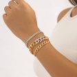 Cubic Zirconia & Two-Tone Curb Chain Bracelet Set Fashion