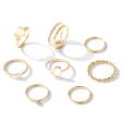 Cubic Zirconia & 18K Gold-Plated Heart Star Band Ring Set Cheap