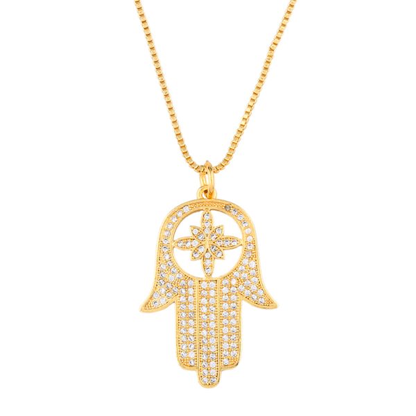 Cubic Zirconia & 18K Gold-Plated Hamsa Pendant Necklace For Discount